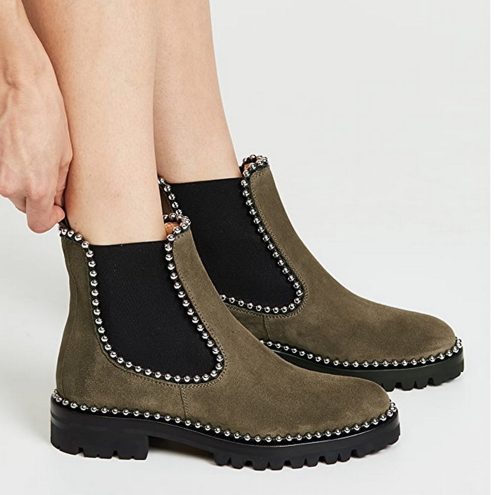 NEW Alexander Wang Studded Suede Ankle Boots | Edgy Luxe Chelsea Boots